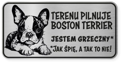 Uwaga pies tabliczka ostrzegawcza 20x10 Boston Terrier