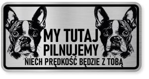 Uwaga pies tabliczka ostrzegawcza 20x10 Boston Terrier