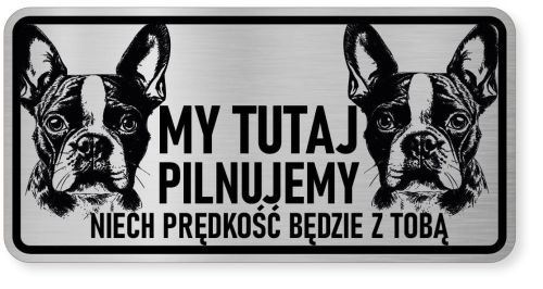 Uwaga pies tabliczka ostrzegawcza 20x10 Boston Terrier