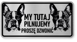 Uwaga pies tabliczka ostrzegawcza 20x10 Boston Terrier