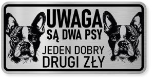 Uwaga pies tabliczka ostrzegawcza 20x10 Boston Terrier