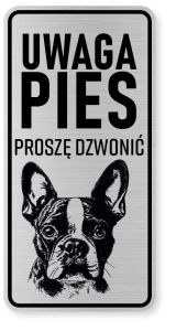 Uwaga pies tabliczka ostrzegawcza 10x20 Boston Terrier