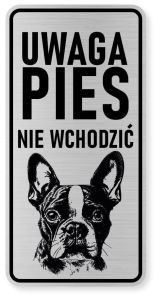 Uwaga pies tabliczka ostrzegawcza 10x20 Boston Terrier
