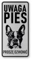 Uwaga pies tabliczka ostrzegawcza 10x20 Boston Terrier