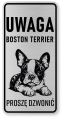 Uwaga pies tabliczka ostrzegawcza 10x20 Boston Terrier