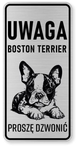 Uwaga pies tabliczka ostrzegawcza 10x20 Boston Terrier