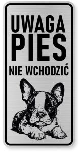 Uwaga pies tabliczka ostrzegawcza 10x20 Boston Terrier