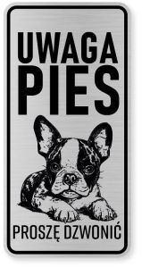 Uwaga pies tabliczka ostrzegawcza 10x20 Boston Terrier
