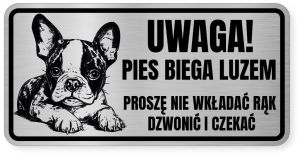 Uwaga pies tabliczka ostrzegawcza 20x10 Boston Terrier