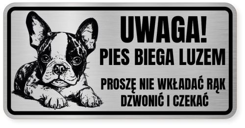 Uwaga pies tabliczka ostrzegawcza 20x10 Boston Terrier