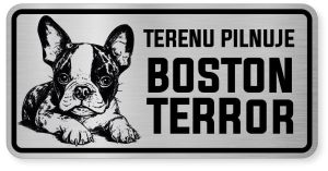 Uwaga pies tabliczka ostrzegawcza 20x10 Boston Terrier