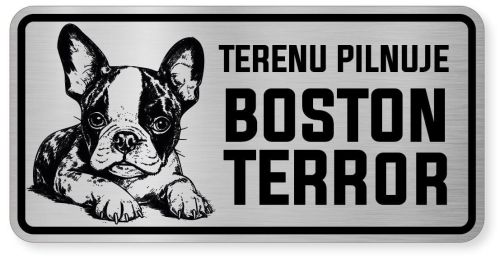 Uwaga pies tabliczka ostrzegawcza 20x10 Boston Terrier