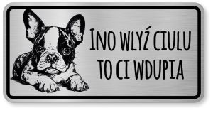 Uwaga pies tabliczka ostrzegawcza 20x10 Boston Terrier