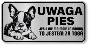 Uwaga pies tabliczka ostrzegawcza 20x10 Boston Terrier