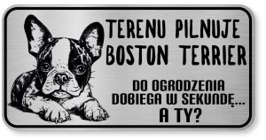 Uwaga pies tabliczka ostrzegawcza 20x10 Boston Terrier
