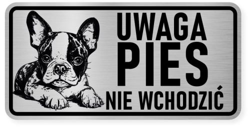 Uwaga pies tabliczka ostrzegawcza 20x10 Boston Terrier