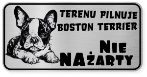 Uwaga pies tabliczka ostrzegawcza 20x10 Boston Terrier