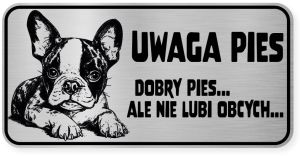 Uwaga pies tabliczka ostrzegawcza 20x10 Boston Terrier