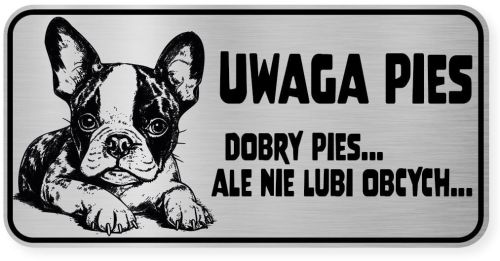 Uwaga pies tabliczka ostrzegawcza 20x10 Boston Terrier