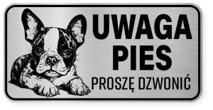 Uwaga pies tabliczka ostrzegawcza 20x10 Boston Terrier