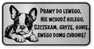 Uwaga pies tabliczka ostrzegawcza 20x10 Boston Terrier