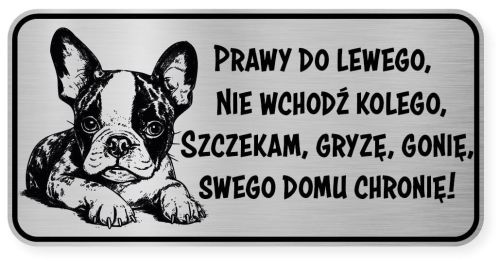 Uwaga pies tabliczka ostrzegawcza 20x10 Boston Terrier