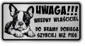 Uwaga pies tabliczka ostrzegawcza 20x10 Boston Terrier