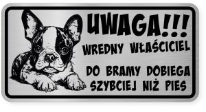 Uwaga pies tabliczka ostrzegawcza 20x10 Boston Terrier