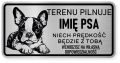 Uwaga pies tabliczka ostrzegawcza 20x10 Boston Terrier z imieniem psa