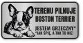 Uwaga pies tabliczka ostrzegawcza 20x10 Boston Terrier
