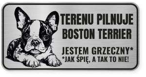 Uwaga pies tabliczka ostrzegawcza 20x10 Boston Terrier