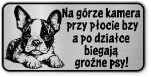 Uwaga pies tabliczka ostrzegawcza 20x10 Boston Terrier