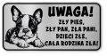 Uwaga pies tabliczka ostrzegawcza 20x10 Boston Terrier