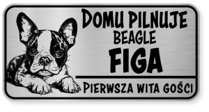 Uwaga pies tabliczka ostrzegawcza 20x10 Boston Terrier z imieniem psa