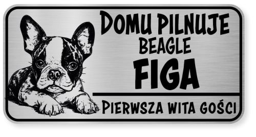 Uwaga pies tabliczka ostrzegawcza 20x10 Boston Terrier z imieniem psa