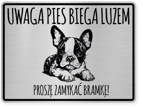 Uwaga pies tabliczka ostrzegawcza 20x15 Boston Terrier