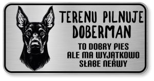 Uwaga pies tabliczka ostrzegawcza 20x10 Doberman