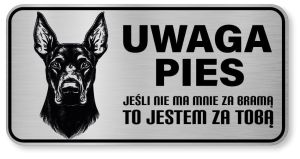 Uwaga pies tabliczka ostrzegawcza 20x10 Doberman