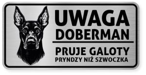 Uwaga pies tabliczka ostrzegawcza 20x10 Doberman