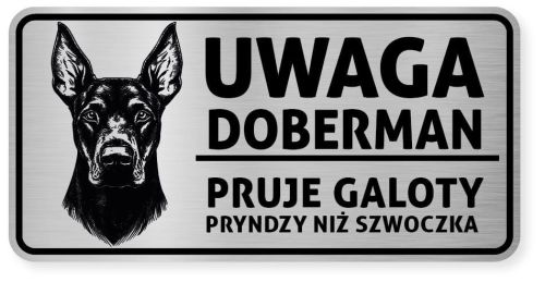 Uwaga pies tabliczka ostrzegawcza 20x10 Doberman