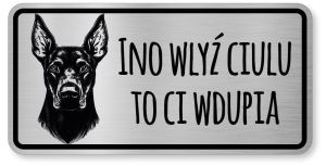Uwaga pies tabliczka ostrzegawcza 20x10 Doberman