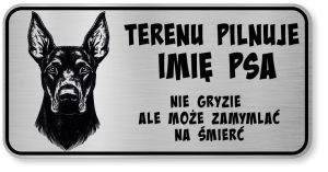 Uwaga pies tabliczka ostrzegawcza 20x10 Doberman z imieniem psa