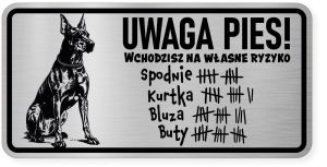 Uwaga pies tabliczka ostrzegawcza 20x10 Doberman