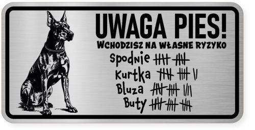 Uwaga pies tabliczka ostrzegawcza 20x10 Doberman
