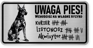 Uwaga pies tabliczka ostrzegawcza 20x10 Doberman