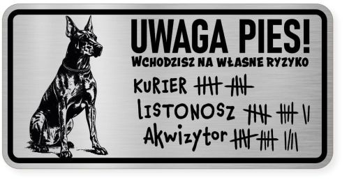 Uwaga pies tabliczka ostrzegawcza 20x10 Doberman