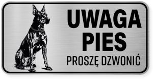 Uwaga pies tabliczka ostrzegawcza 20x10 Doberman