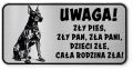 Uwaga pies tabliczka ostrzegawcza 20x10 Doberman
