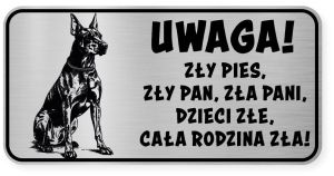 Uwaga pies tabliczka ostrzegawcza 20x10 Doberman
