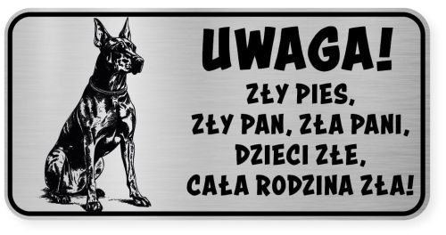 Uwaga pies tabliczka ostrzegawcza 20x10 Doberman